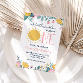 Bohoフローラ私たちの小さな太陽の光1st誕生日の招待 招待状