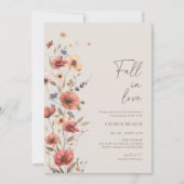 Bohoフローラ秋インラブブライダルシャワー招待 招待状 (正面)