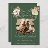 BOHOフローラ秋水彩林グリーンフォト セーブザデート (正面/裏面)