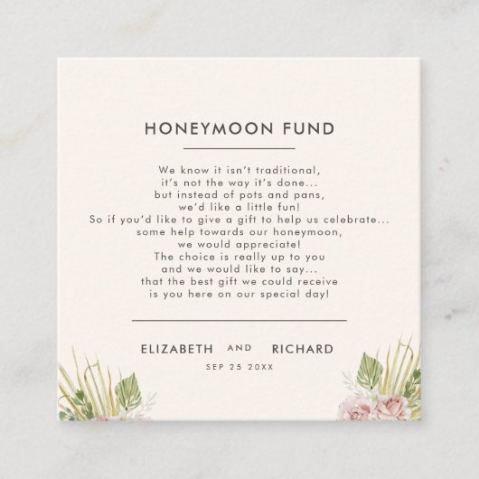 Bohoフローラ秋秋の結婚式エンクロージャカード エンクロージャーカード (正面)