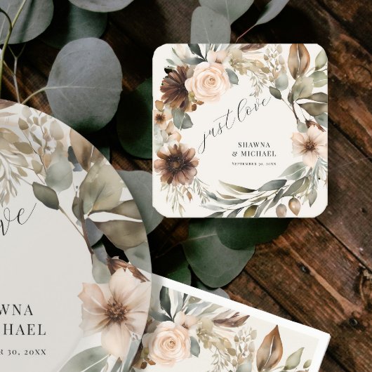 BOHOフローラ秋紅葉結婚音 スクエアペーパーコースター