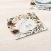 BOHOフローラ秋紅葉結婚音 スクエアペーパーコースター (アングル)