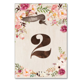 Bohoフローラ素朴のテー結婚ブル番号カード テーブルナンバー