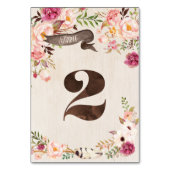 Bohoフローラ素朴のテー結婚ブル番号カード テーブルナンバー (正面)