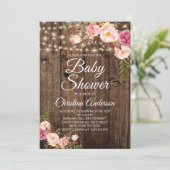 Bohoフローラ素朴ストリング灯ベビーシャワー 招待状 (スタンド正面)