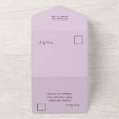 Bohoフローラ紫の水結婚色の オールインワン招待状 (外側)