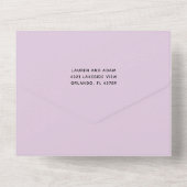 Bohoフローラ紫の水結婚色の オールインワン招待状 (裏面)