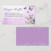 Bohoフローラ紫バタフライ本ベビーチケット エンクロージャーカード (正面/裏面)