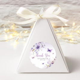 Bohoフローラ紫色の蝶の赤ちゃんシャワーありがとう ラウンドシール