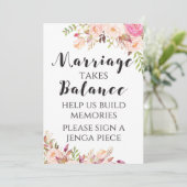 Bohoフローラ結婚がバランスを取るSign 5x7」 招待状 (スタンド正面)