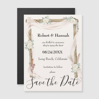 Bohoフローラ結婚のアーチ日付磁石を保存
