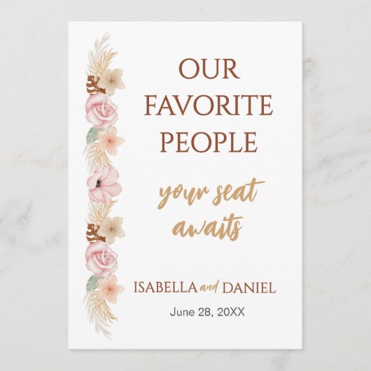 Bohoフローラ結婚のテーブル記号ゲスト座席表 プログラム (正面)