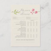 Bohoフローラ結婚のメニュー選択カード エンクロージャーカード (正面)