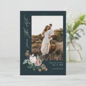 Bohoフローラ結婚の写真が日付を救う 招待状 (スタンド正面)