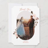 Bohoフローラ結婚の写真サンキューカード サンキューカード (正面)