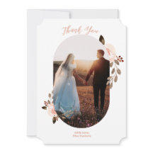 Bohoフローラ結婚の写真サンキューカード