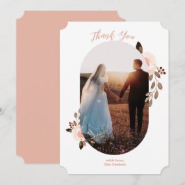 Bohoフローラ結婚の写真サンキューカード サンキューカード