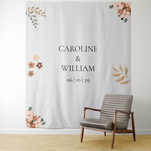 Bohoフローラ結婚の写真ブースのバックドロップ タペストリー (インサイチュ)