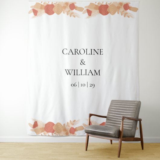 Bohoフローラ結婚の写真ブースのバックドロップ タペストリー (インサイチュ)