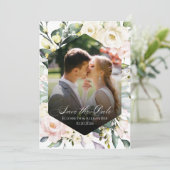 Bohoフローラ結婚の写真QRコード日付を保存 招待状 (スタンド正面)