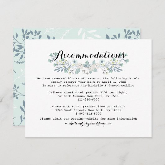 Bohoフローラ結婚の宿泊施設の挿入カード エンクロージャーカード (正面/裏面)