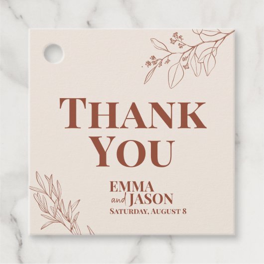 Bohoフローラ結婚の感謝ギフトラベル フェイバータグ (正面)