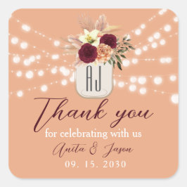 Bohoフローラ結婚の感謝 スクエアシール