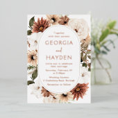 Bohoフローラ結婚フレ実在ーム 箔招待状 (立ち正面)