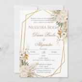 Bohoフローラ結婚式招待状スペインのin 招待状 (正面)