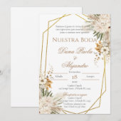 Bohoフローラ結婚式招待状スペインのin 招待状 (正面/裏面)