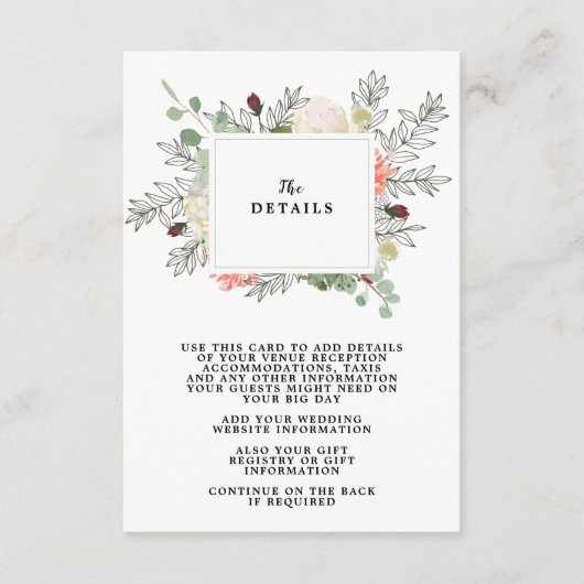 bohoフローラ結婚詳細情報カード エンクロージャーカード (正面)