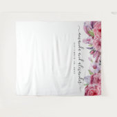 Bohoフローラ背景牡丹結婚の経歴 タペストリー (正面(横))