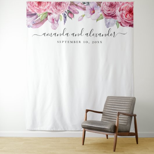 Bohoフローラ背景牡丹結婚の経歴 タペストリー (インサイチュ)