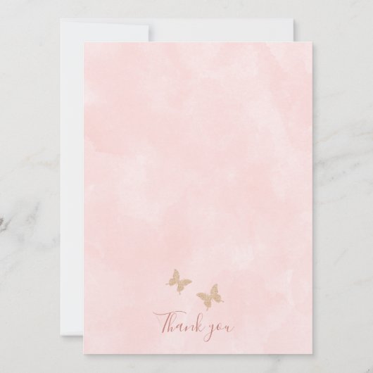 Bohoフローラ蝶キス赤ちゃんシャワーありがとう 招待状 (裏面)