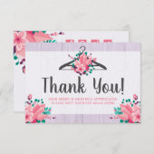 Bohoフローラ衣料品ハンガーブティックサンキュー サンキューカード (正面/裏面)