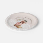 Bohoフローラ西ピンク女性のカーボーイブーツ赤ちゃんシャワー ペーパープレート (アングル)