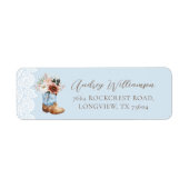 Bohoフローラ西ブルーカウボーイブーツ赤ちゃんシャワー ラベル (正面)