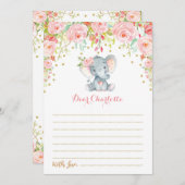Bohoフローラ象タイムカプセルメッセージカード 招待状 (正面/裏面)