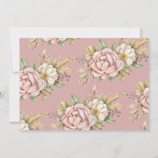 Bohoフローラ赤ちゃんガールシャワー本を持って来る 招待状 (裏面)