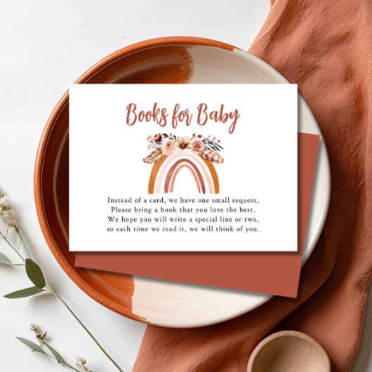 Bohoフローラ赤ちゃんシャワー用虹の本 エンクロージャーカード