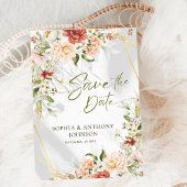 Bohoフローラ金ゴールドの幾何学的結婚な葉 セーブザデート