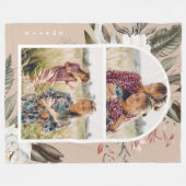 Bohoフローラ2フォトアーチパーソナライズされた フリースブランケット (正面(横))