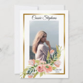 Bohoフローラ4フォトコラージュ金ゴールドフレーム卒業 案内状 (正面)