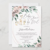 Bohoフローラ·ウッドランド動物の赤ちゃんシャワーを郵送 招待状 (正面)