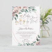 Bohoフローラ·ウッドランド動物の赤ちゃんシャワーを郵送 招待状 (スタンド正面)