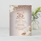 Bohoフローラ,ストリングライトグリッター35th誕生日 招待状 (スタンド正面)