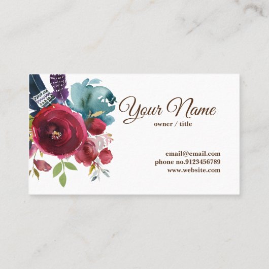 bohoフローラ，紫フローラ名刺 名刺 (裏面)