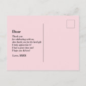 bohoフローラ、花サンキューカード インビテーションポストカード (裏面)