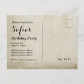 bohoフローラ、花誕生日はがき招待状 インビテーションポストカード (裏面)