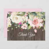 bohoフローラ、花誕生日サンキューカード インビテーションポストカード (正面/裏面)